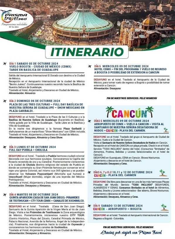 ITINERARIO MEXICO