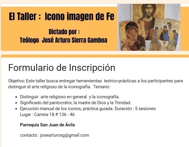 TALLER ICONO IMAGEN DE LA FE