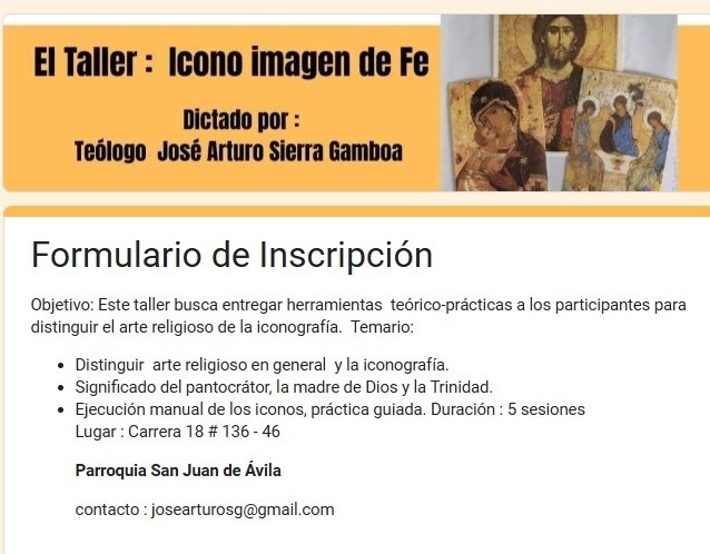 TALLER ICONO IMAGEN DE LA FE 